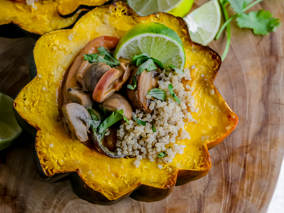 Thai Curry Stuffed Acorn Squash