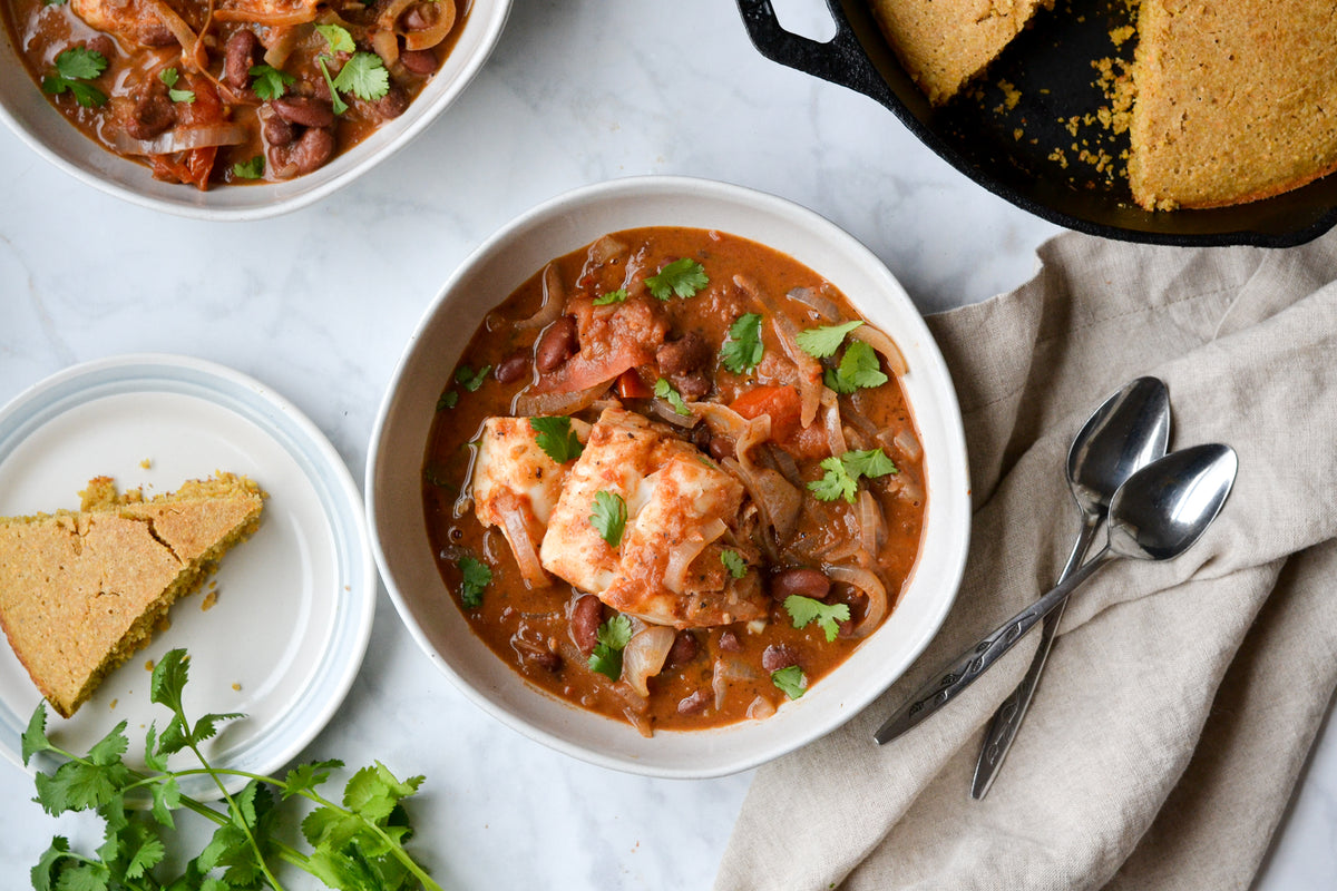 Zanzibar Fish with Spiced Cornbread (Maharage Ya Nazi)