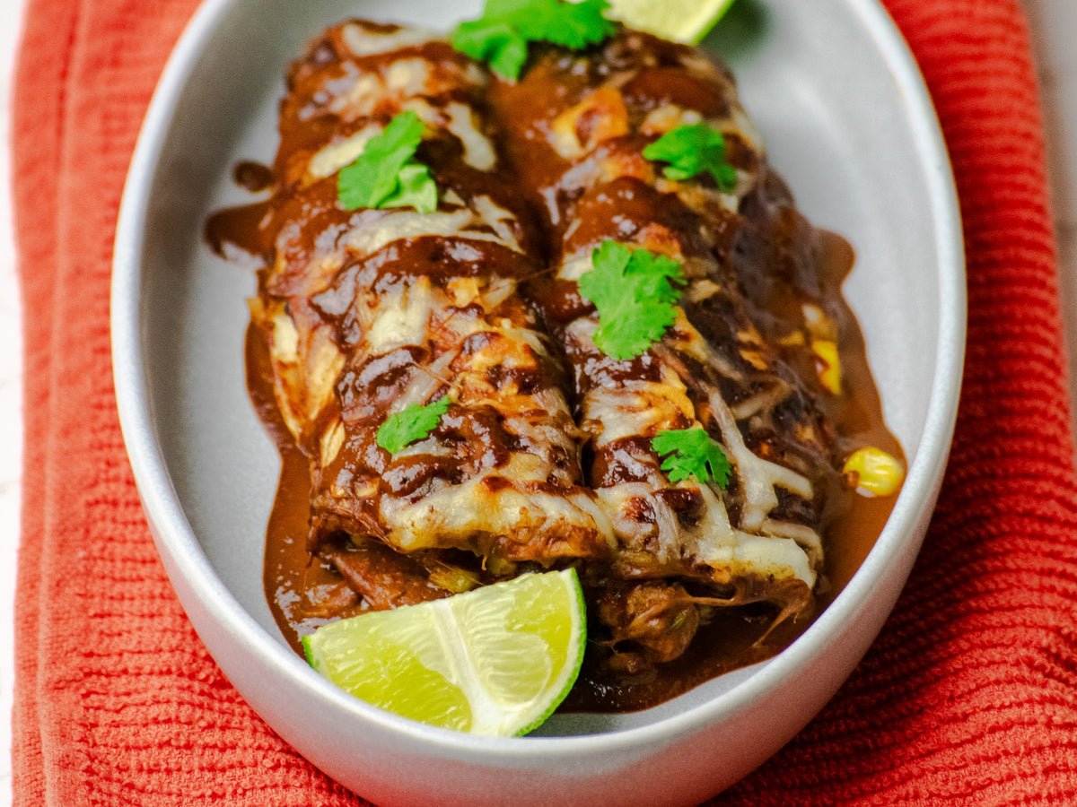 Shrimp Mole Enchiladas