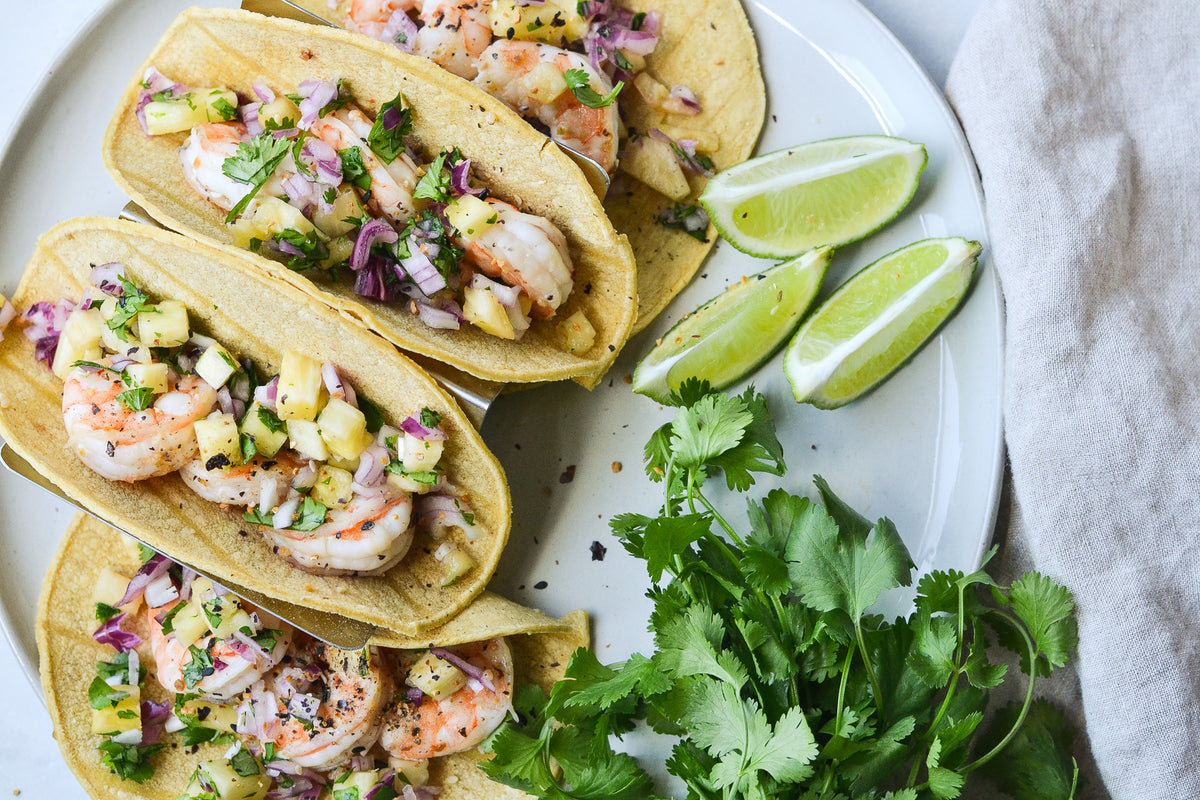 Hawaiian Shrimp Tacos with Pineapple Salsa