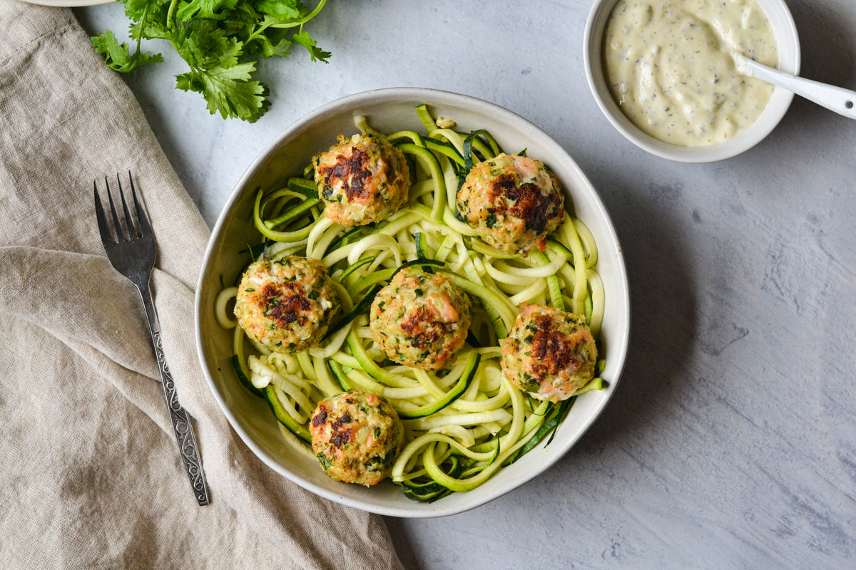 Baked Salmon Meatballs with Tartar Sauce