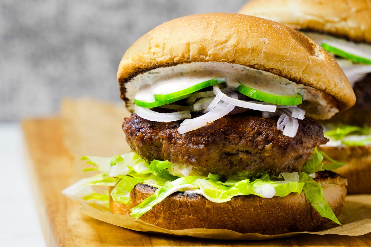 Berbere Lamb Burgers with Mint Yogurt Sauce